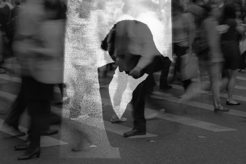 Young man suffering from depression, and social anxiety